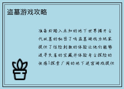 盗墓游戏攻略
